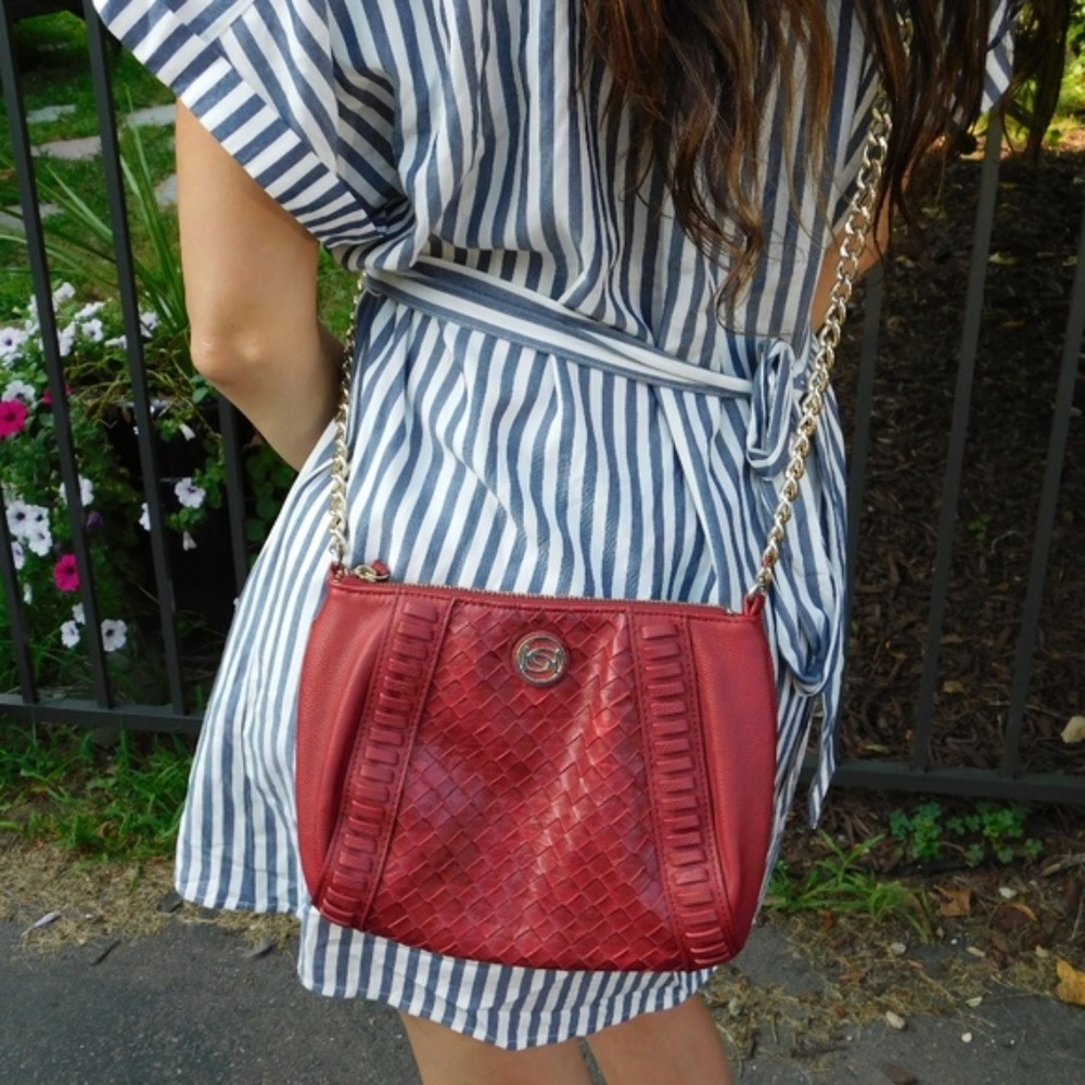 ☆BEBE ☆ Woven Faux Leather Crossbody Bag